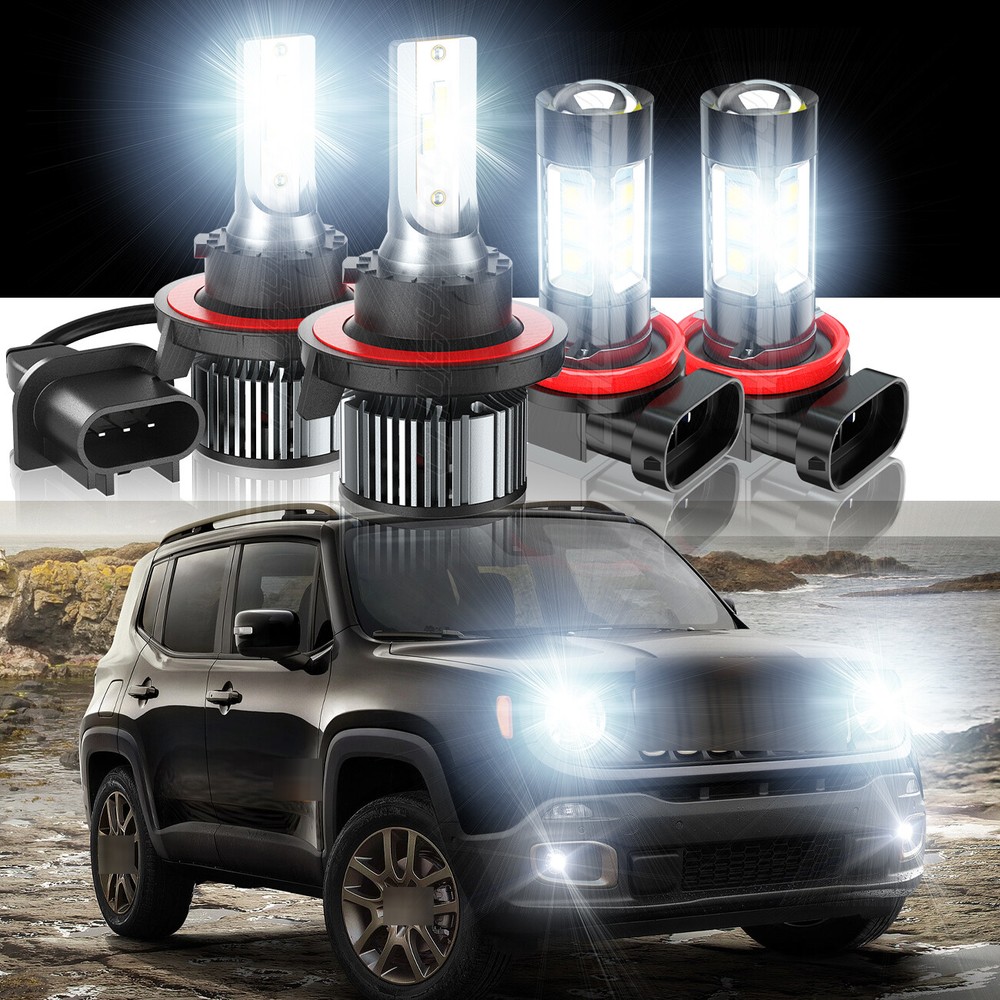For Jeep Renegade 2015 2016-2020 LED Headlight High/Low + Fog Light Bulbs Combo