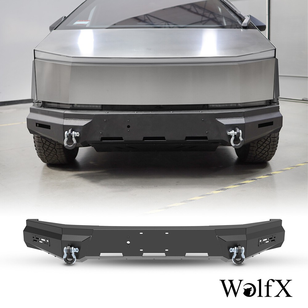 2 in 1 Black Steel Front Bumper w/D-Ring Shackles For 2023-2024 Tesla cybertruck