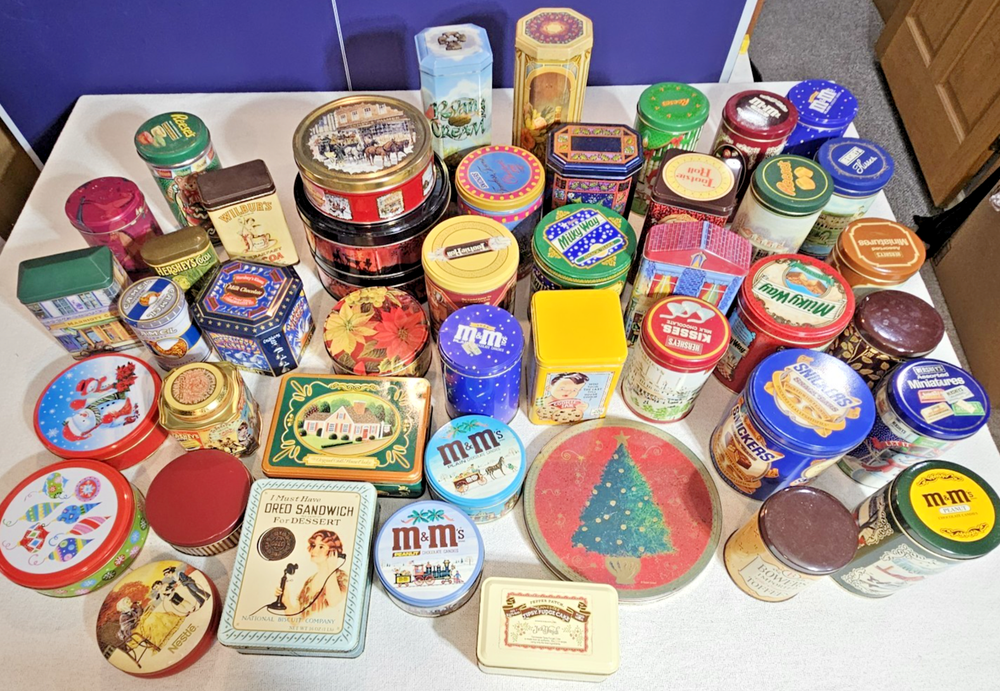 Vintage Cookie, Candy & Liquor Tins Lot 45 Pieces