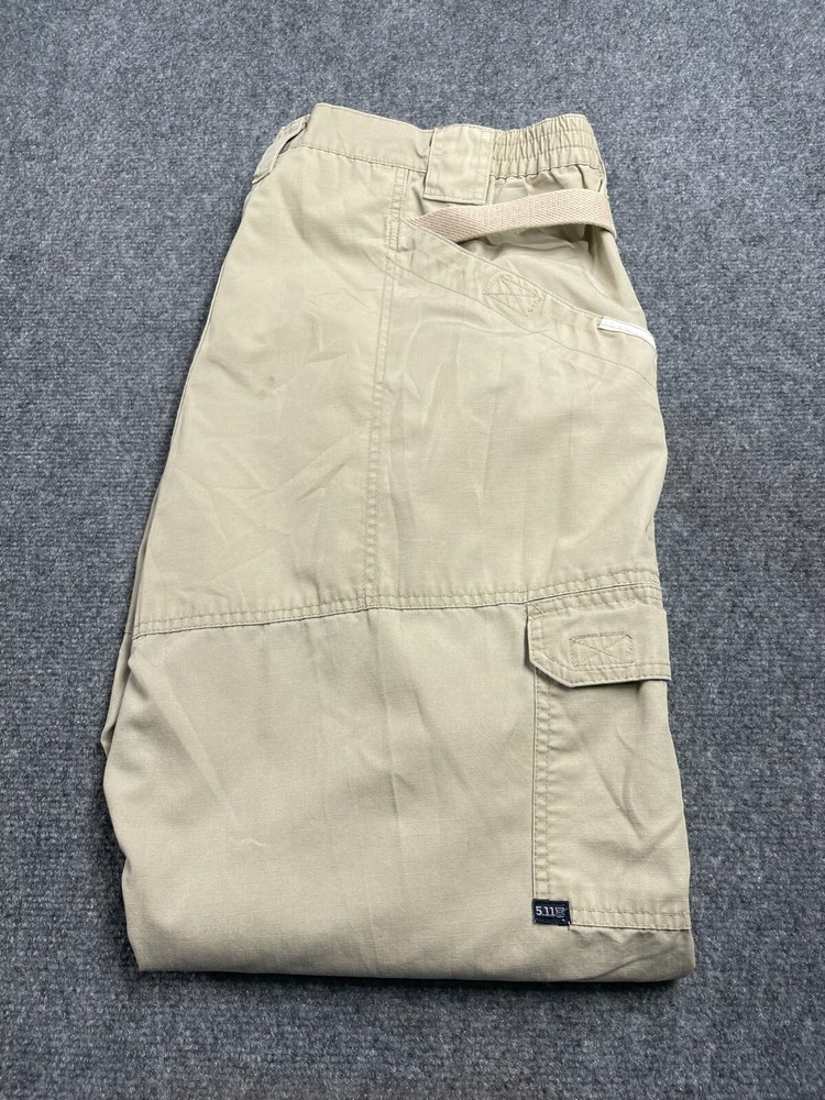 5.11 Tactical Series Men's Cargo Pants Beige Hammer Loop Logo Regular Fit 40x30