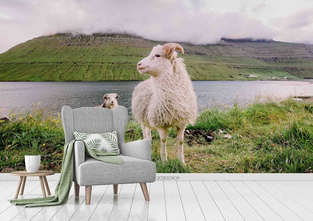 3D Mountains Rivers Sheep Landscape Wall Murals Wallpaper Murals Wall Sticker