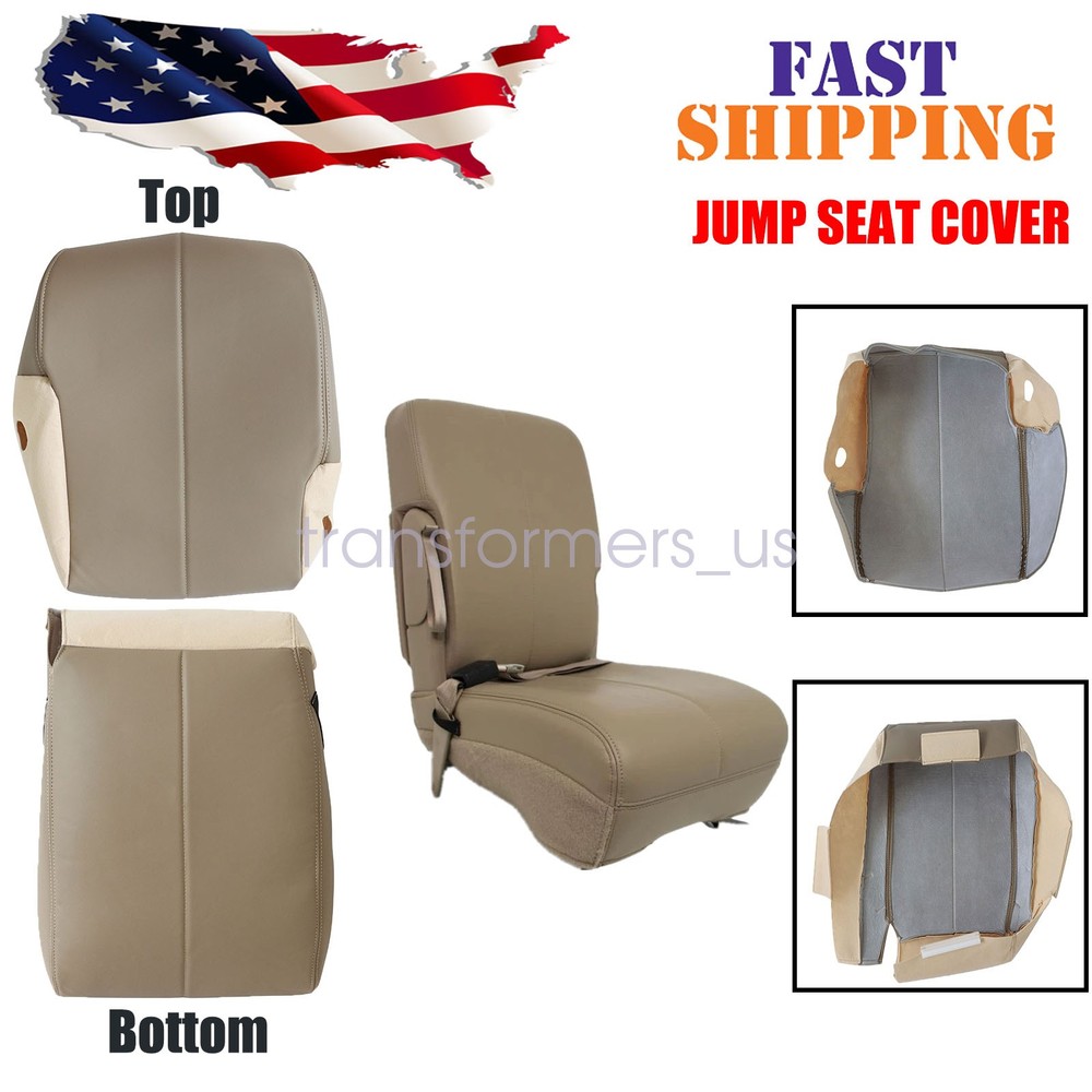 2PCS For 1999-2010 Ford F250 F350 F450 F550 Front Jump Seat Leather Cover Tan