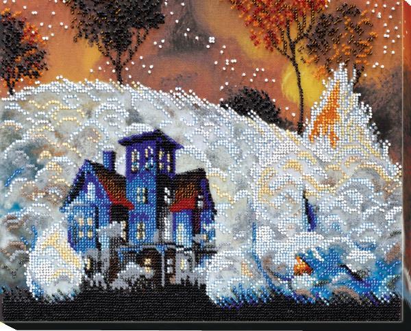 Bead embroidery kit Fluffy fog needlework kit Art canvas beadwork pattern