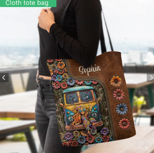 Personalized Hippie Soul Tote Bag, Hippie Soul Handbag