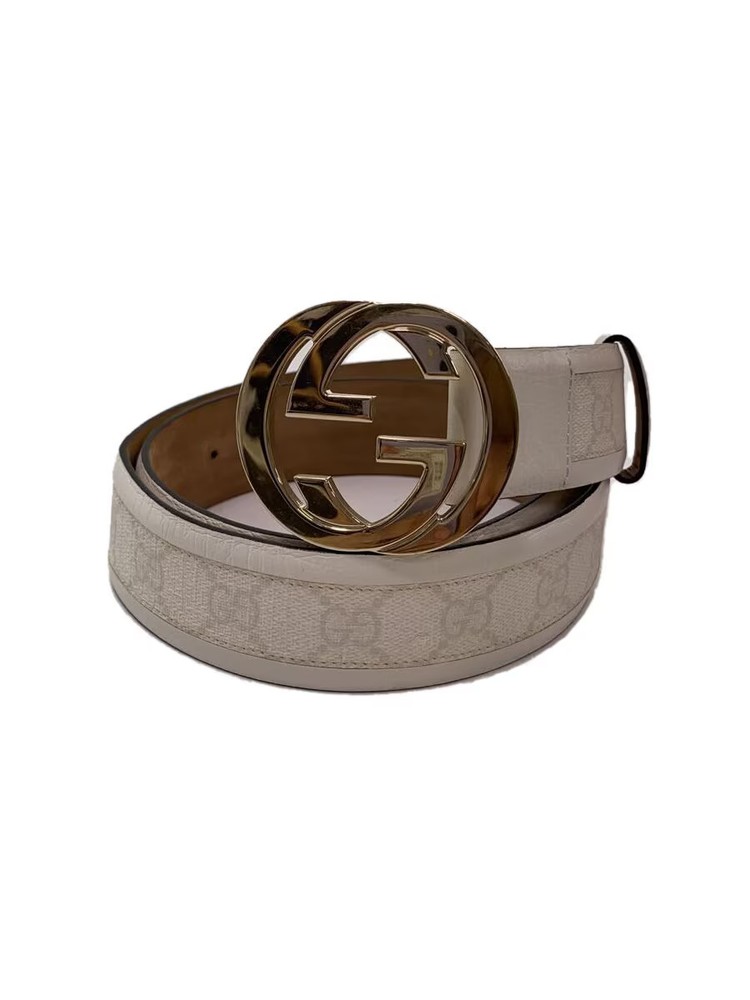 GUCCI GG Supreme Interlocking White Leather Belt for Men - 90/36 Size