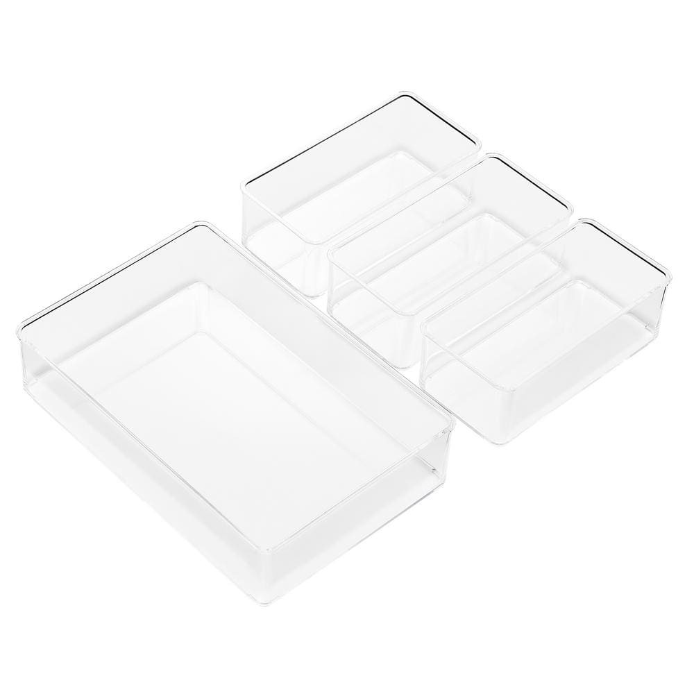 4-Piece Clear Storage Bins,Drawer Organizer for Makeup,Cosmetics,Skin Care,Vanit
