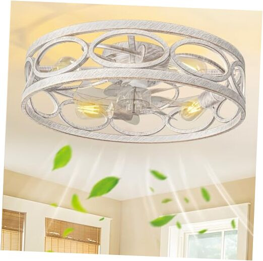 20-Inch Ceiling Fan with Light Remote 6 Speeds 3 Timer Settings Quiet Flush Mount