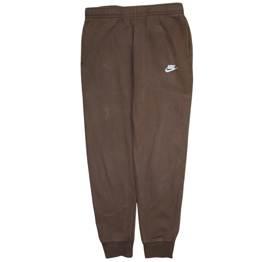 Nike Mens Joggers Brown Fleece Embroidered Swoosh Elastic Waist Cuffed Sweat M
