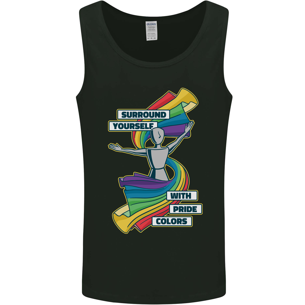 LGBT Surround Yourself Gay Pride Colours Mens Vest Tank Top