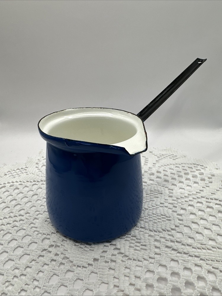 Enamelware Blue White MADE IN POLAND Turkish Coffee Pot - Dipper Ladle