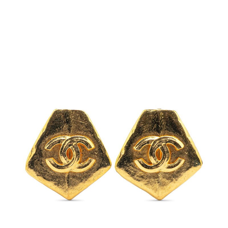 Chanel Vintage Coco Mark Gold Plated Earrings 666698