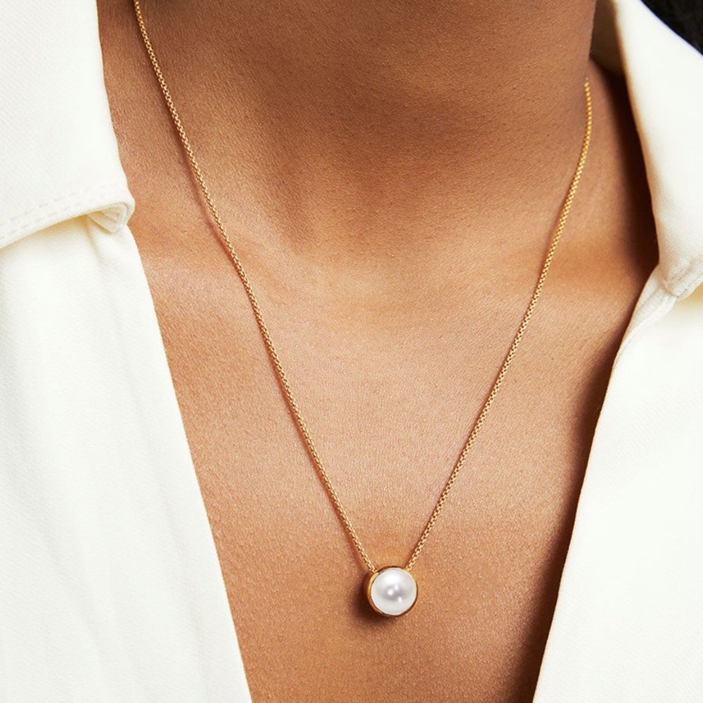 Dean Davidson Knockout Pendant Pearl Brushed Gold Necklace NWT $225