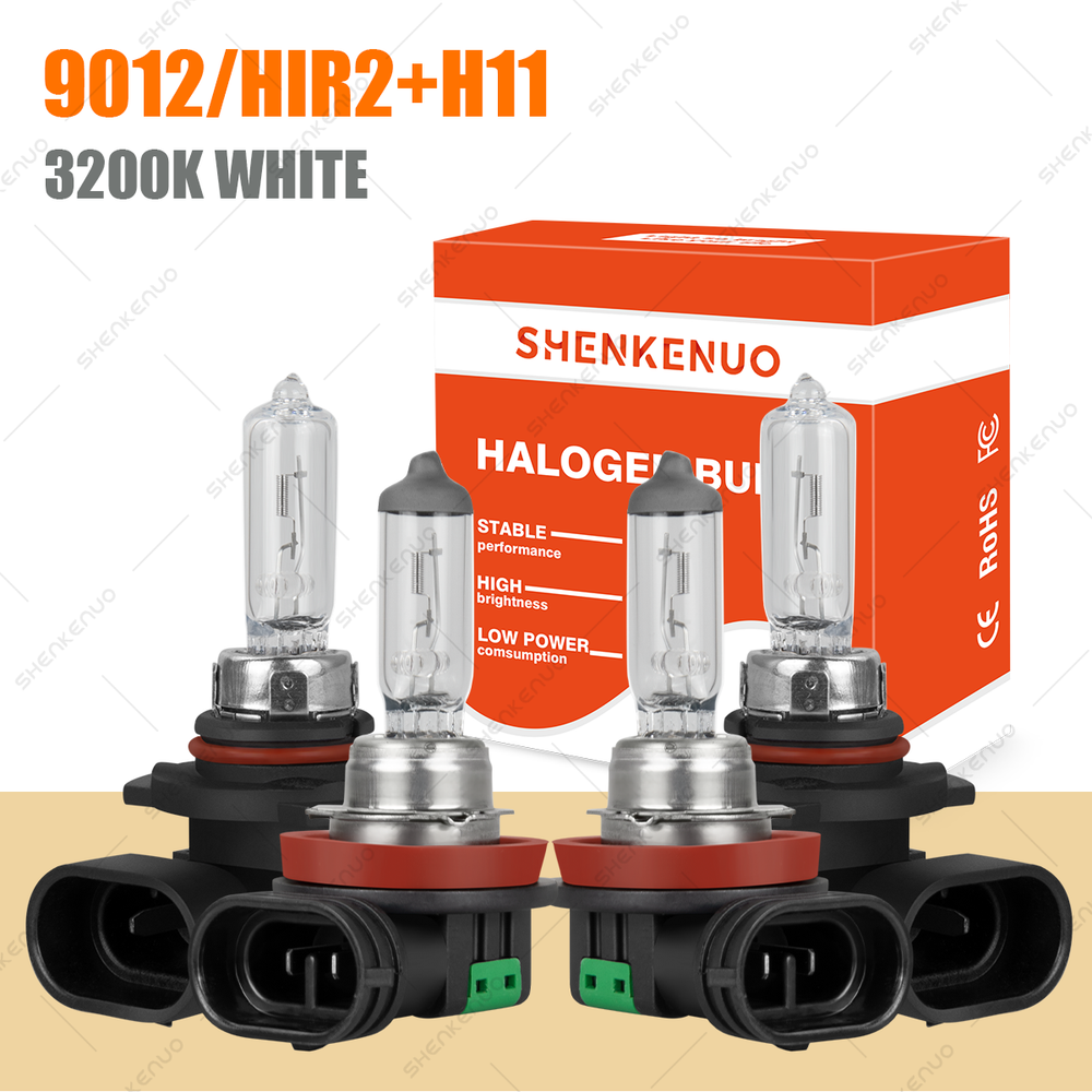 For Fiat 500 2012-2019 Combo 4X Halogen Headlight+Fog Light Lamp Bulbs Kit 6000K