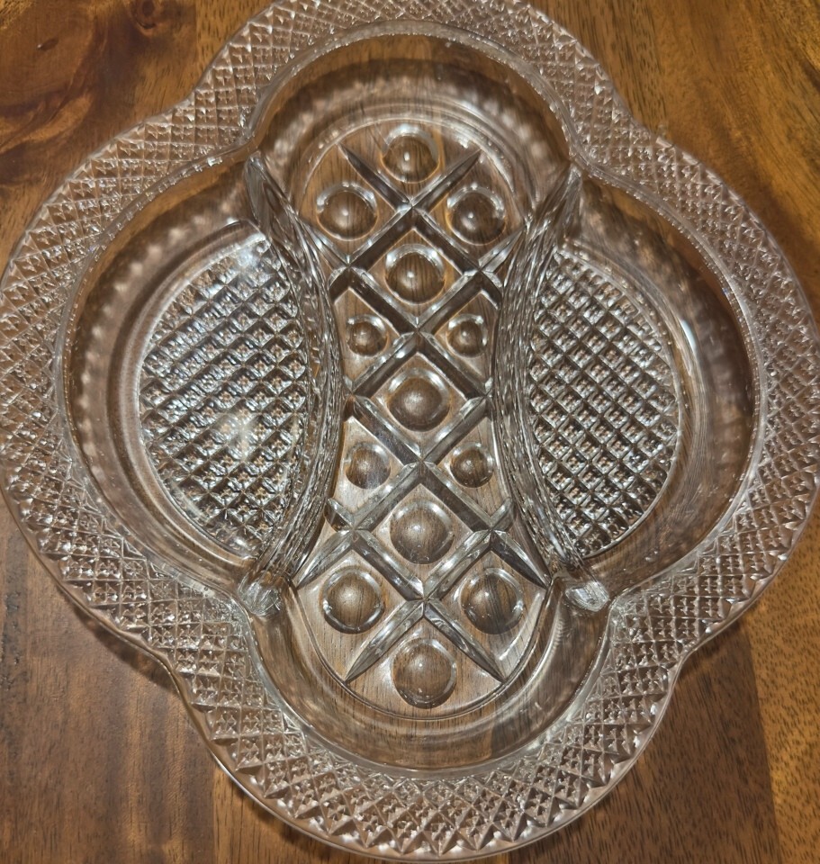 Imperial Glass Co., Cape Cod Pattern 3-Section Divided Relish Dish