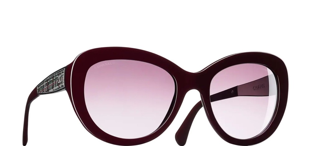 CHANEL CH 5346 1461/S1 55mm Burgundy Oversized Cat Eye Sunglasses Made in Italy  