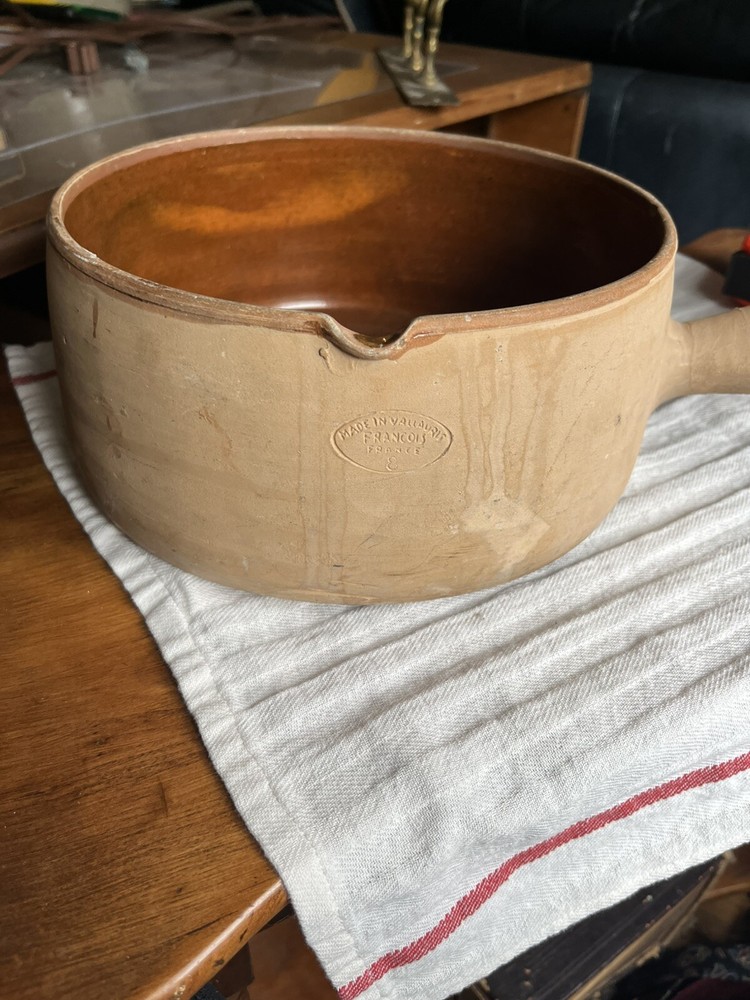 Vintage VALLAURIS Cookware Pot #8 TERRA COTTA Dish Handle FRANCE