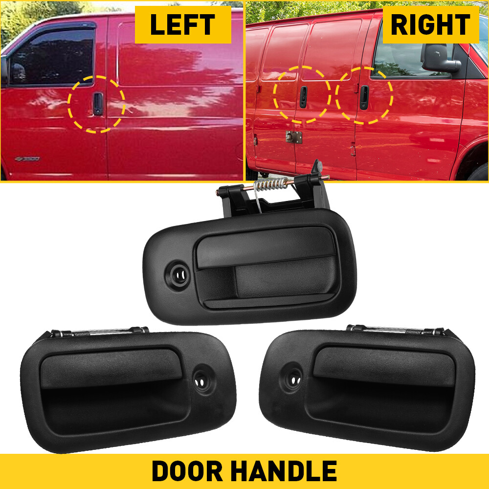 3PCS Door Handle Outside Sliding Left Right Side for 96-09 Express Savana Van