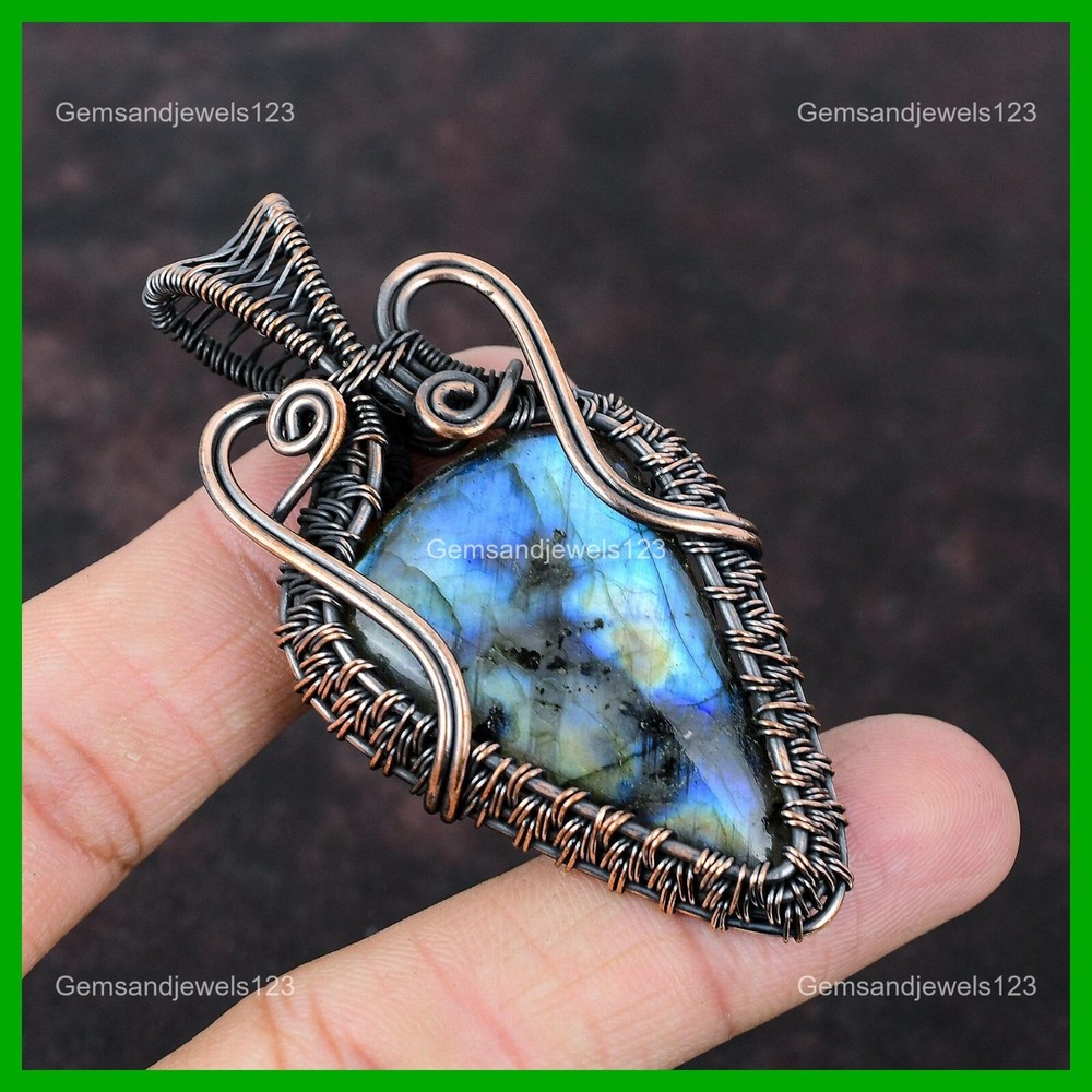 Copper Wire Wrapped Labradorite Pendant for Mothers Day or Birthday Gift  -image