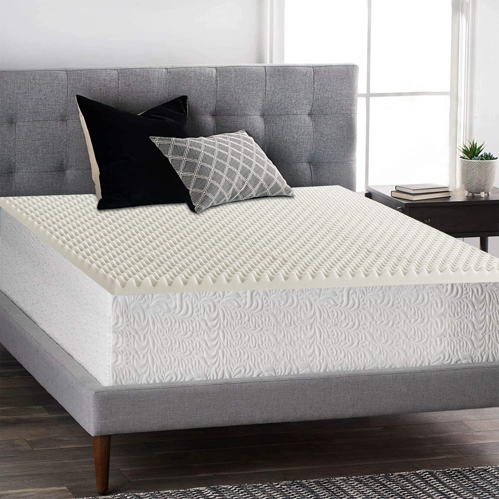 2-inch Convoluted Egg Shell Bedding Mattress Padding | Breathable Foam Topper...