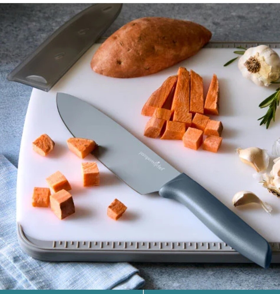 Pampered Chef  Blue/Grey Coated Chef's Knife #100838