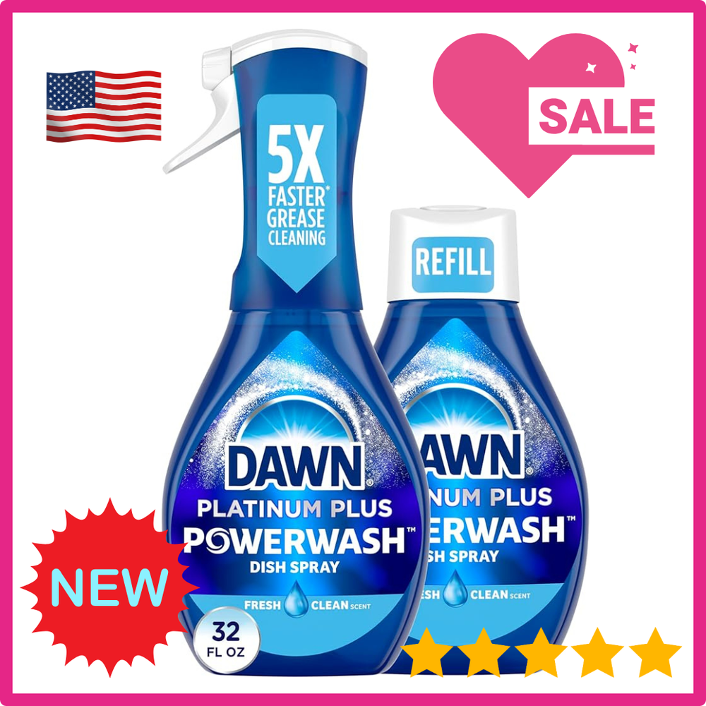 Dawn Platinum Powerwash Dish Spray, Dish Soap, Fresh Scent Bundle, 2 Spray...
