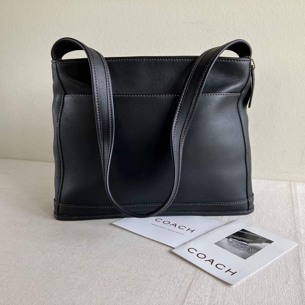 Vintage 90s Coach Bleeker Black Leather Shoulder Bag Rare Authentic