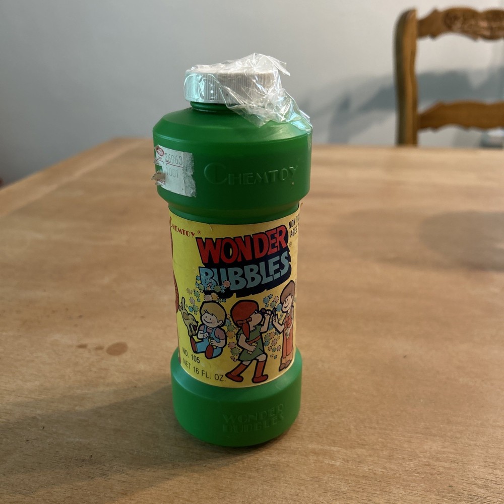Rare Vintage 1970 Wonder Bubbles Plastic Jar Kids Toy Wand Solution. TOOTSIETOY