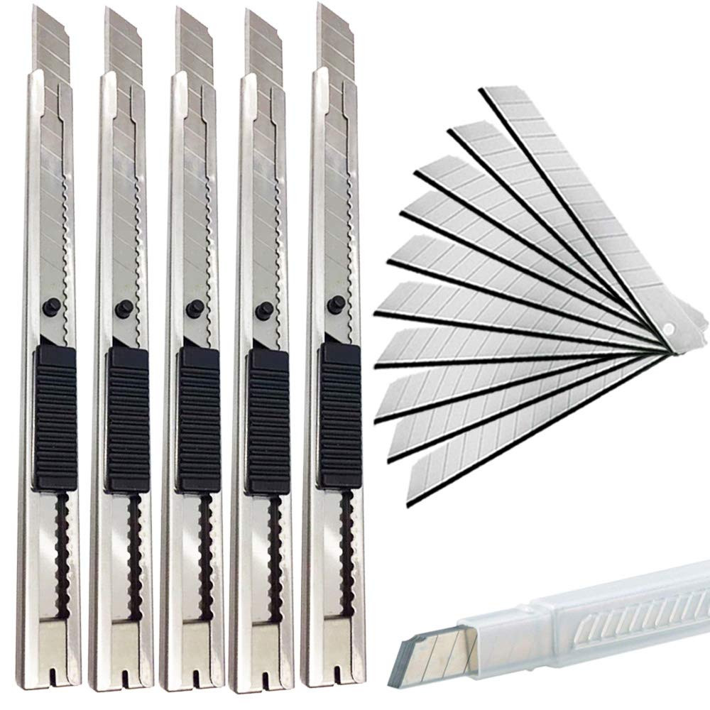 9mm Snap Off Retractable Utility Knife 5 Pack High Hardness Box Cutters