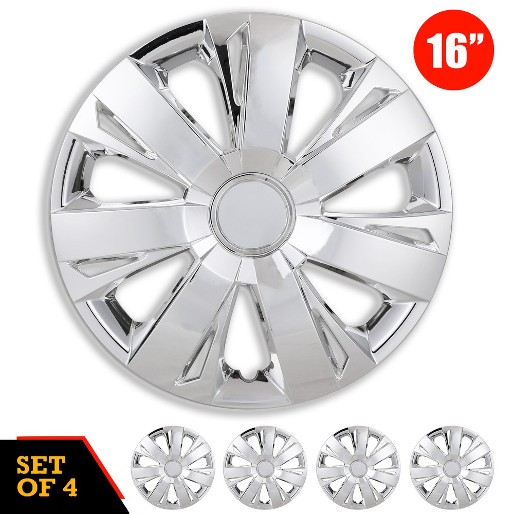 4PCS 16-Inch Universal Chrome Hubcaps for R16 SUV Wheel Covers Snap On Design