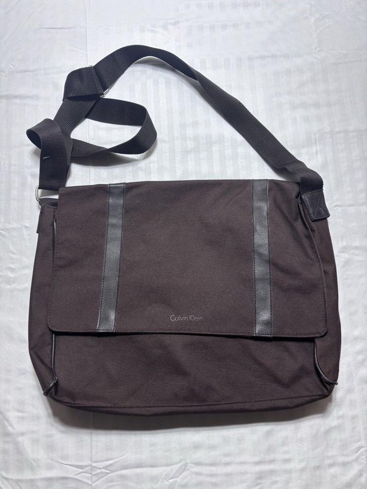 Calvin Klein Handbag Women’s Brown Crossbody Carry Button Bag Cotton