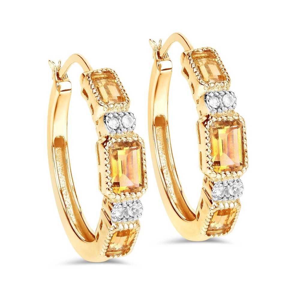 2.88 Carat Citrine & White Topaz Sterling Silver Earrings