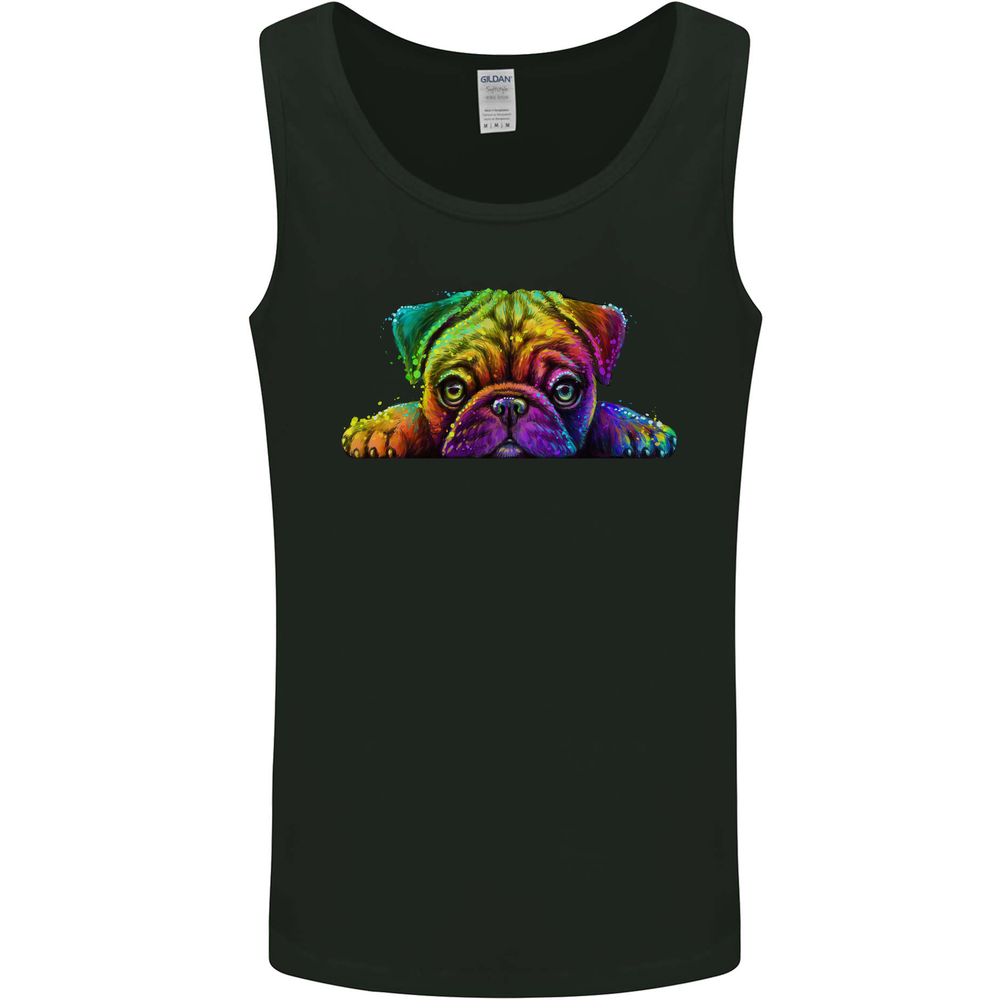 A Colourful Pug Dog Mens Vest Tank Top