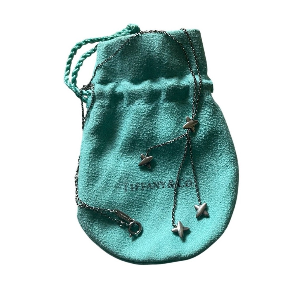 Tiffany & Co Sterling Silver Lariat Pendant Necklace with Pouch Timeless Luxury