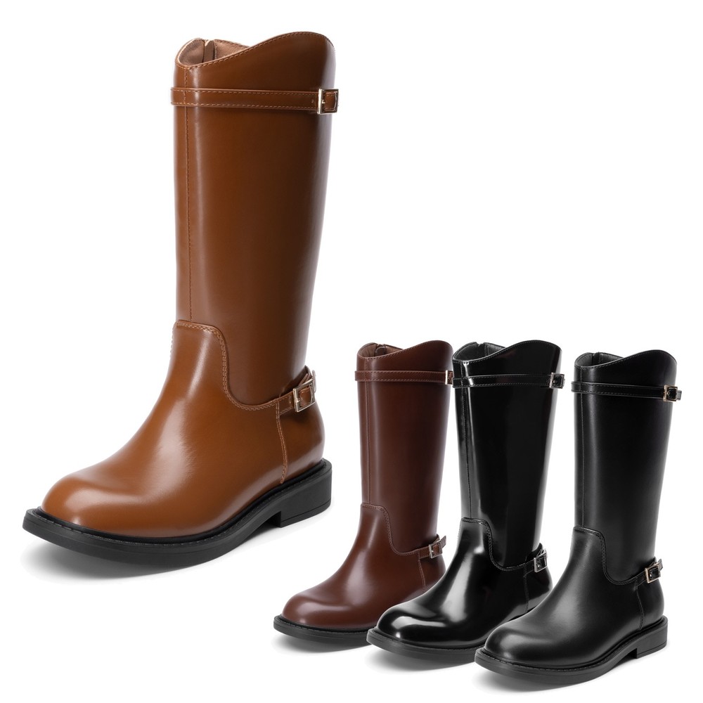 Kids Stylish Girls Knee High Riding Boots With Easy Side Zipper Fall Boots