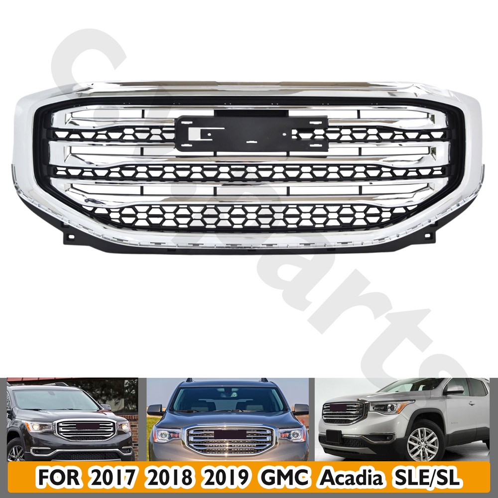 For 2017-2019 GMC Acadia SL SLE Front Bumper Grille Upper Grill Assembly Chrome