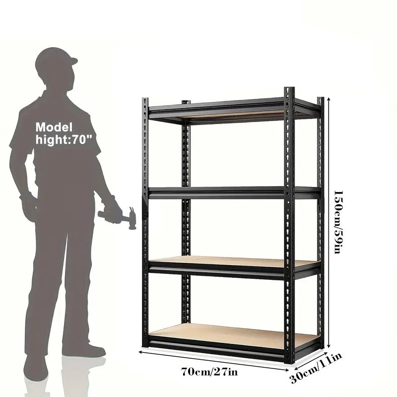 Heavy Duty 3-Tier Steel Garage Storage Rack 11x27x59 Inches Durable Metal Shelves
