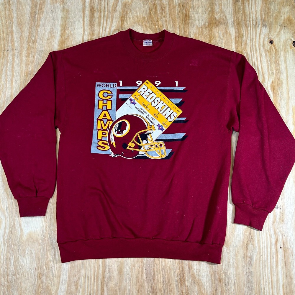 VTG Rare Vintage Washington Redskins NFL World Champs Fan Sweatshirt Men's XL Red