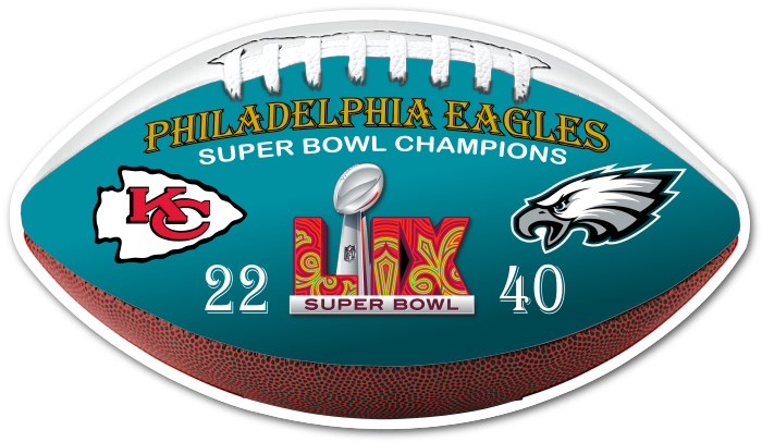7.5 Inch Eagles Super Bowl 2025 Champion Die-Cut Waterproof Sticker for Windows