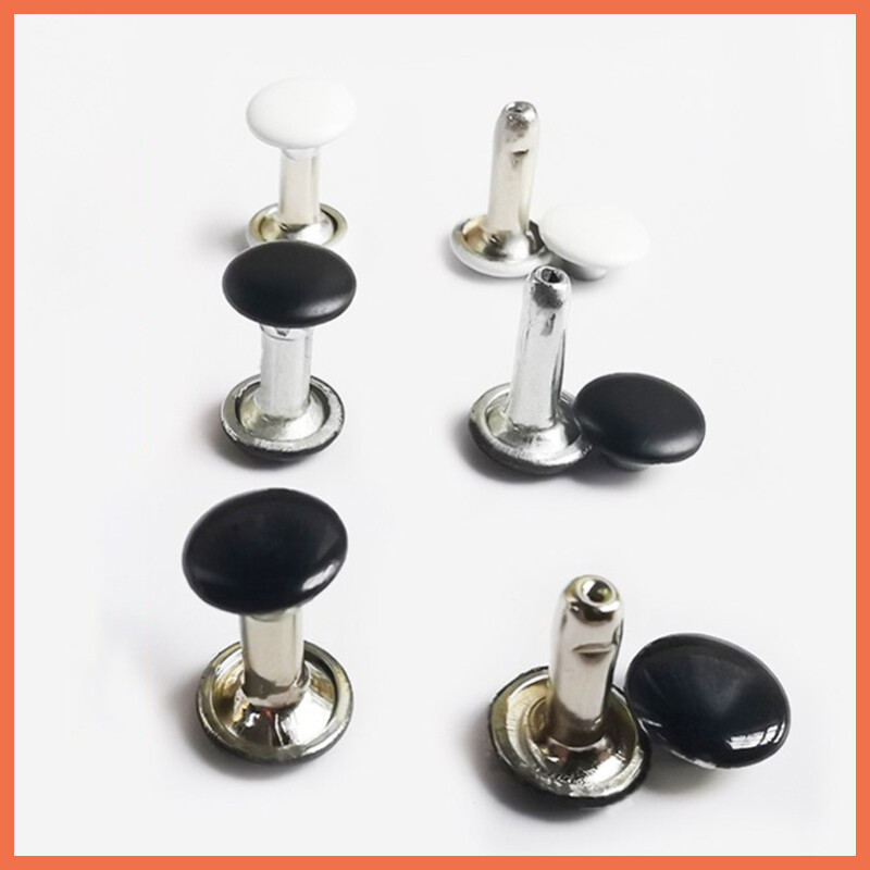 Black and White Double Cap Stud Rivets for Leather Craft and Repair-image