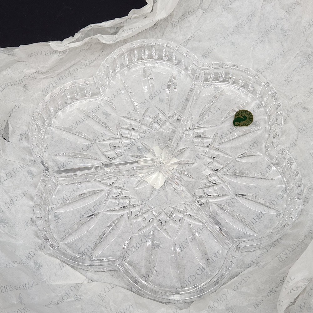 Waterford Crystal Lismore 3-Part Divided Dish New in Box with Labels