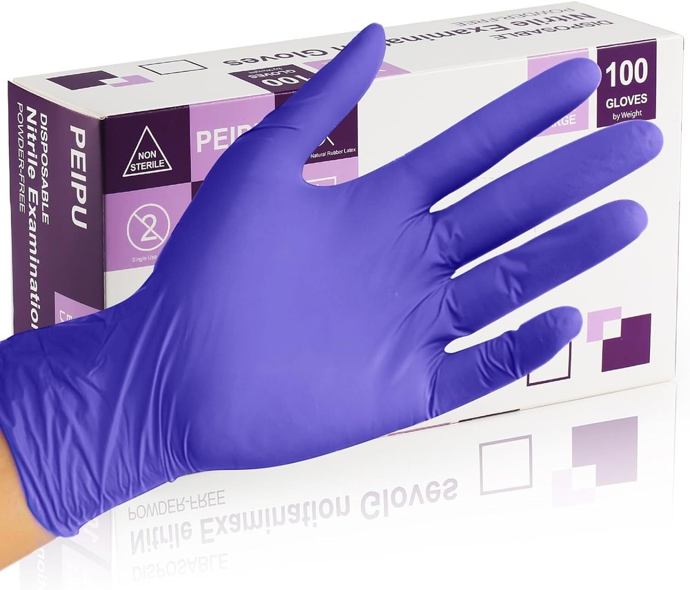 PEIPU Nitrile Gloves,Medical Exam Gloves,Disposable Medium (Pack of 100)