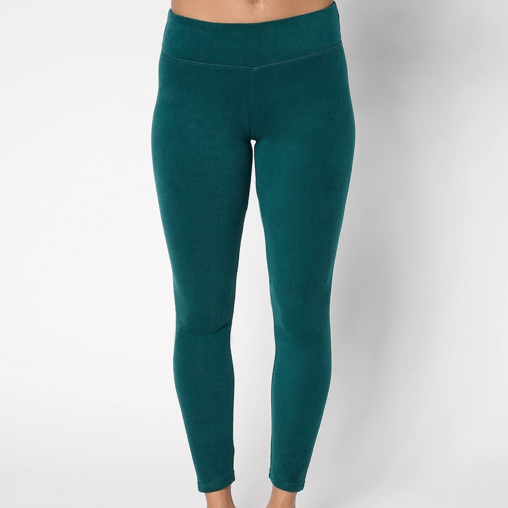 Cuddl Duds Fleecewear Leggings Women Small Green Thermal Stretch Warm NWT