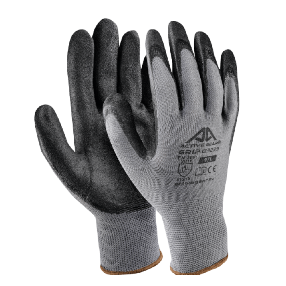 Active Gear Grip Safety Gloves Nitrile Coating, Size 9 (L) G3239
