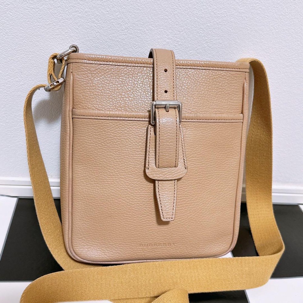 Burberry Shoulder Bag Nova Check Leather Beige Authentic F1113634