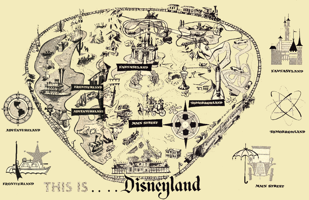Disneyland Park 1958 Vintage Map Poster Print 13x19 Satin Finish Disneyland Art