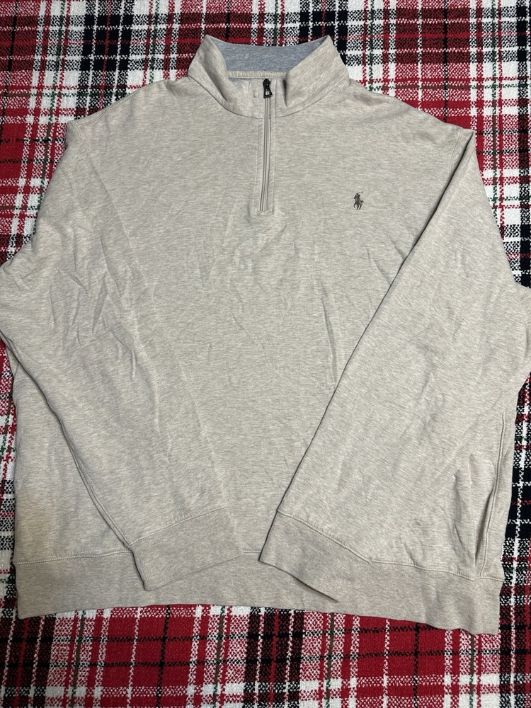Polo Ralph Lauren quarter-zip pullover in a beige cotton blend fabric XXL