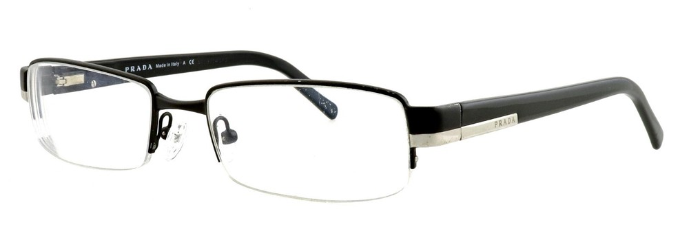 Prada VPR64H 1BO-1O1 51mm Black Half-Rim Eyeglass Frames Made in Italy