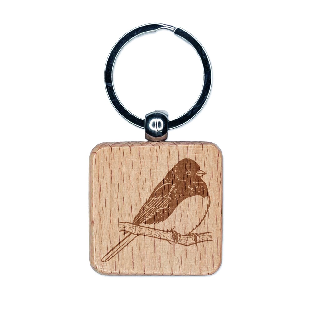 Dark-Eyed Junco Bird Engraved Wooden Keychain Charm Tag
