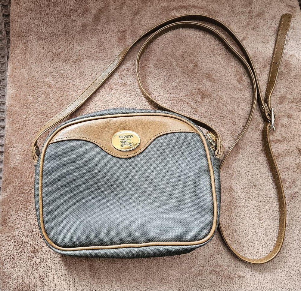 Burberry Shoulder Bag PVC Gray Authentic F1205360