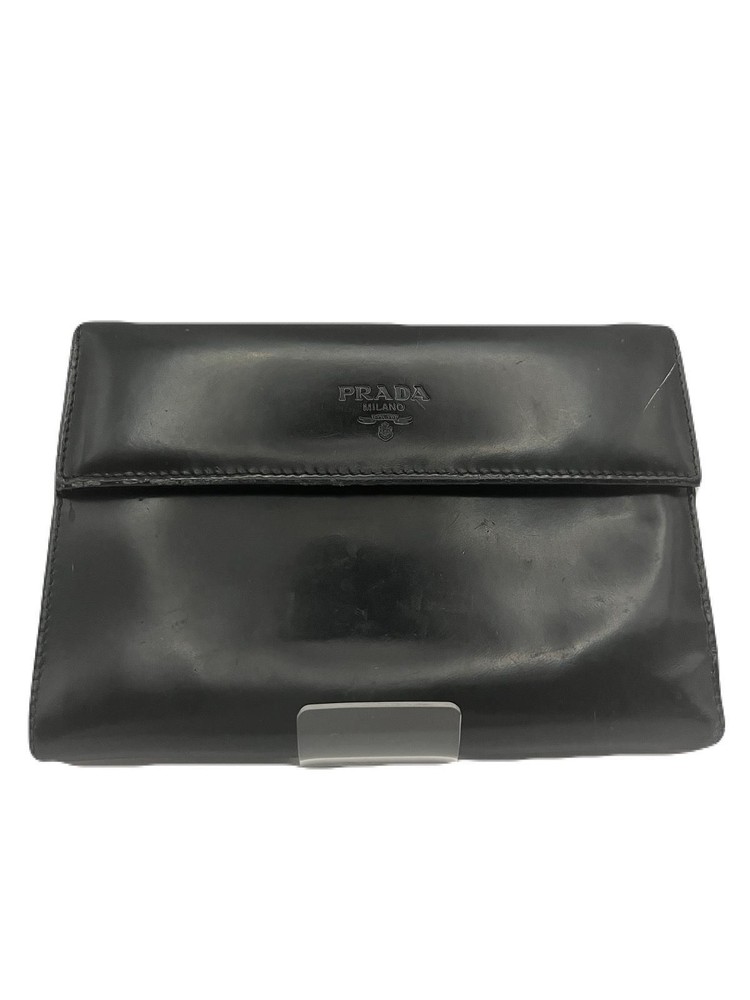 Prada Black Leather Fold Wallet T672-4 Pre-Owned
